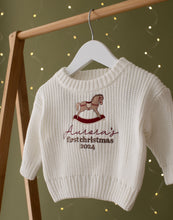 Load image into Gallery viewer, Personalised Knitted My First Christmas Jumper - Rocking Horse
