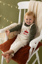 Load image into Gallery viewer, Personalised Teddy Christmas Dungarees - Red Wagon