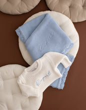 Load image into Gallery viewer, Personalised Classic Knitted Blanket- Pale Blue