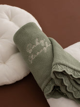 Load image into Gallery viewer, Personalised Classic Knitted Blanket- Sage