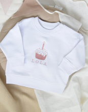 Load image into Gallery viewer, Personalised Cupcake Birthday Sweatshirt