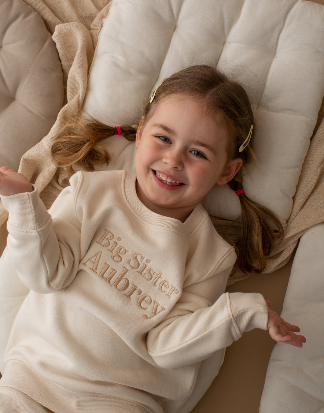 Personalised Big Sibling Embroidered Sweatshirt - Natural