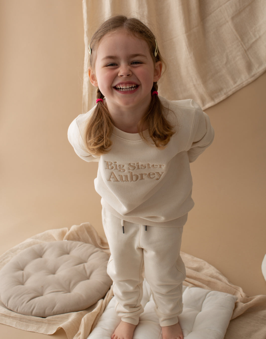 Personalised Big Sibling Embroidered Tracksuit - Natural