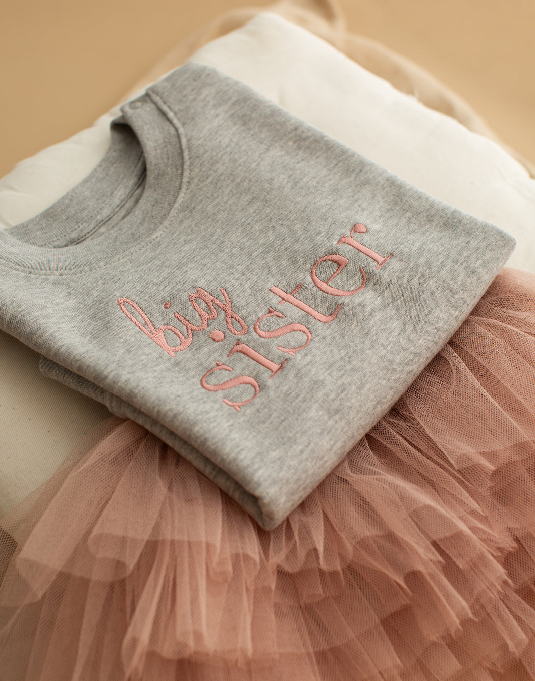 Big Sister Embroidered Sweatshirt - Grey