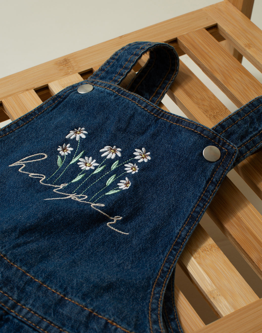 Personalised Denim Dungarees - Flowers