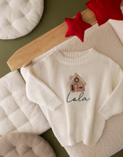 Load image into Gallery viewer, Personalised Knitted Christmas Jumper - Gingerbread House
