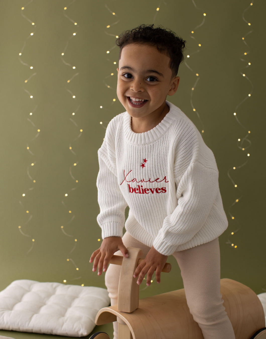 Personalised Knitted Christmas Jumper - Believes