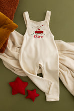 Load image into Gallery viewer, Personalised Teddy Christmas Dungarees - Red Wagon
