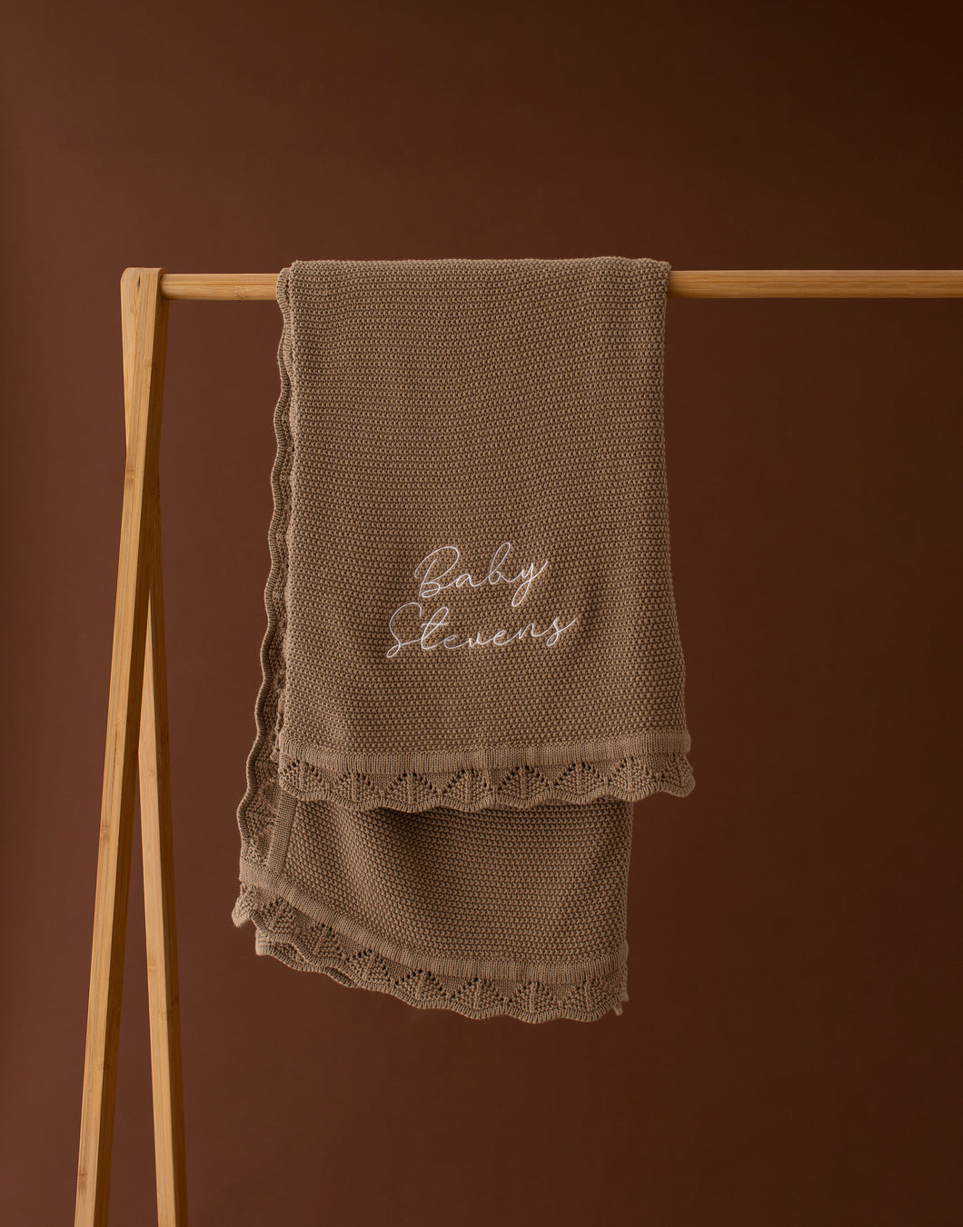Personalised Classic Knitted Blanket-  Brown