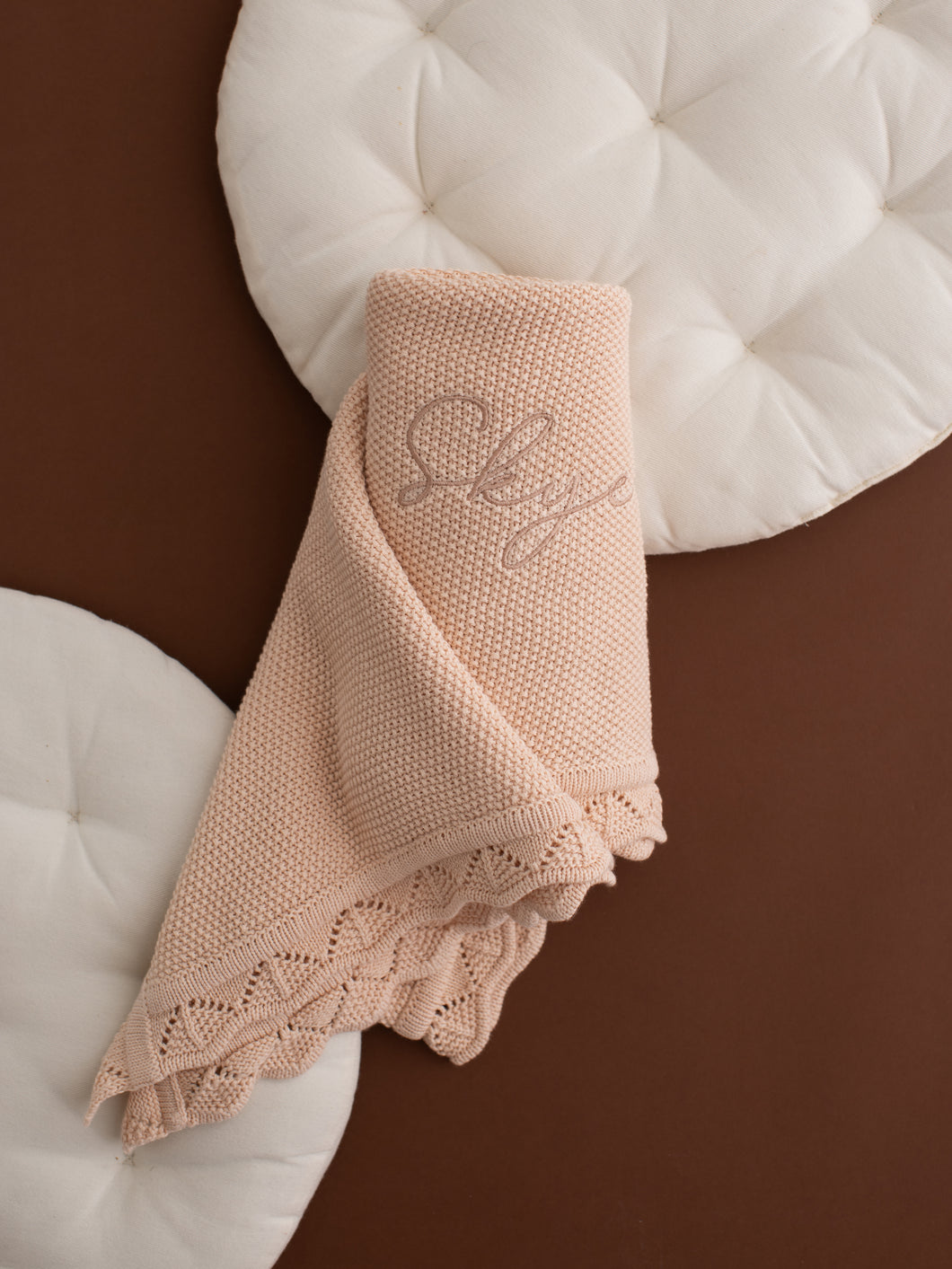 Personalised Classic Knitted Blanket-  Pink