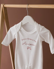 Load image into Gallery viewer, Personalised Hello World Baby Grow - Bow
