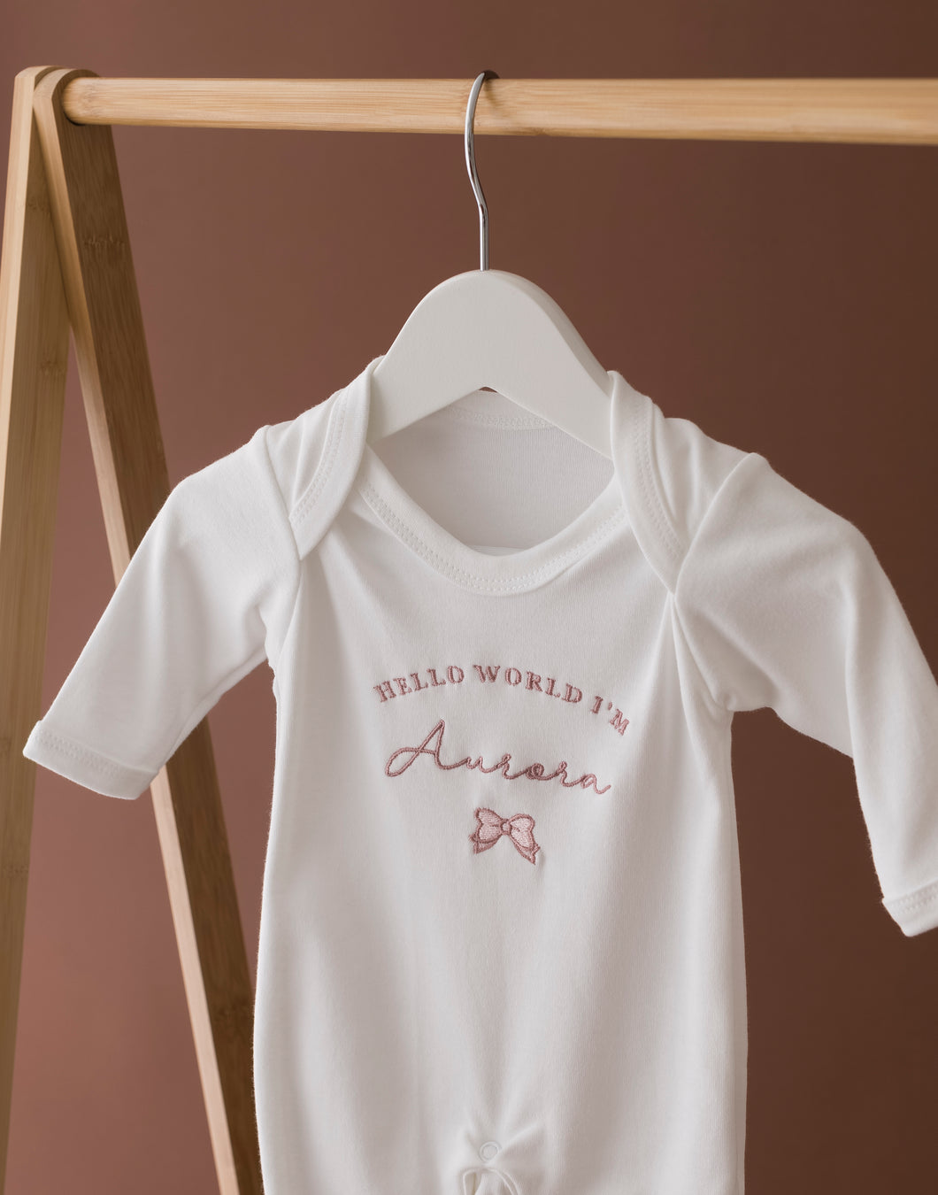 Personalised Hello World Baby Grow - Bow