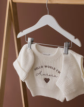 Load image into Gallery viewer, Personalised Hello World Baby Knitted Set
