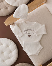 Load image into Gallery viewer, Personalised Hello World Baby Knitted Set
