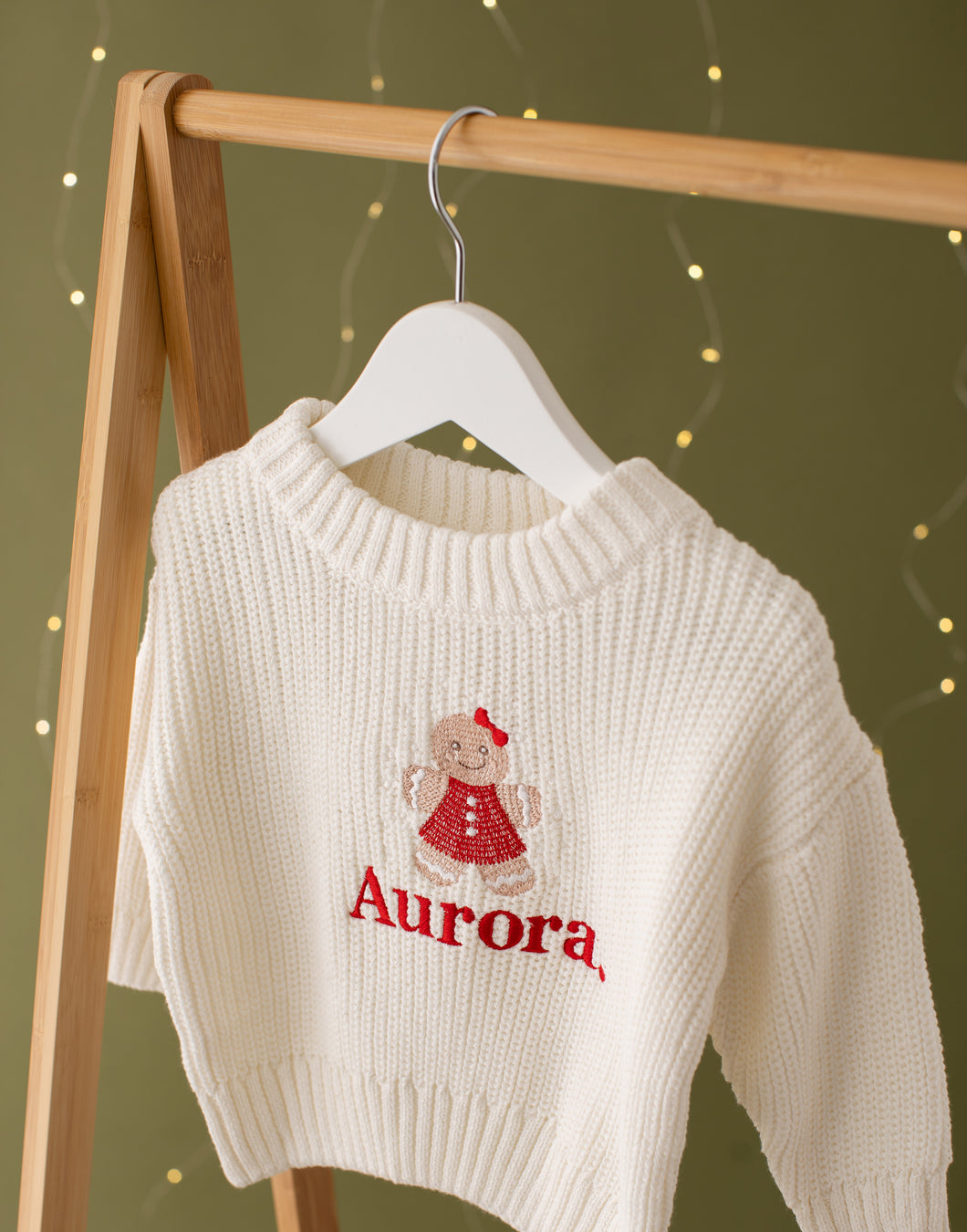 Personalised Knitted Christmas Jumper - Girl Gingerbread