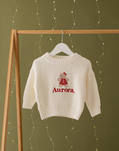 Load image into Gallery viewer, Personalised Knitted Christmas Jumper - Girl Gingerbread
