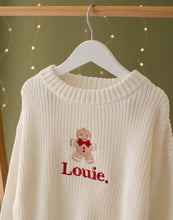 Load image into Gallery viewer, Personalised Knitted Christmas Jumper - Boy Gingerbread
