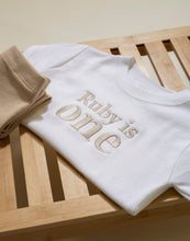 Load image into Gallery viewer, Personalised Embroidered Name is Age Birthday T-shirt
