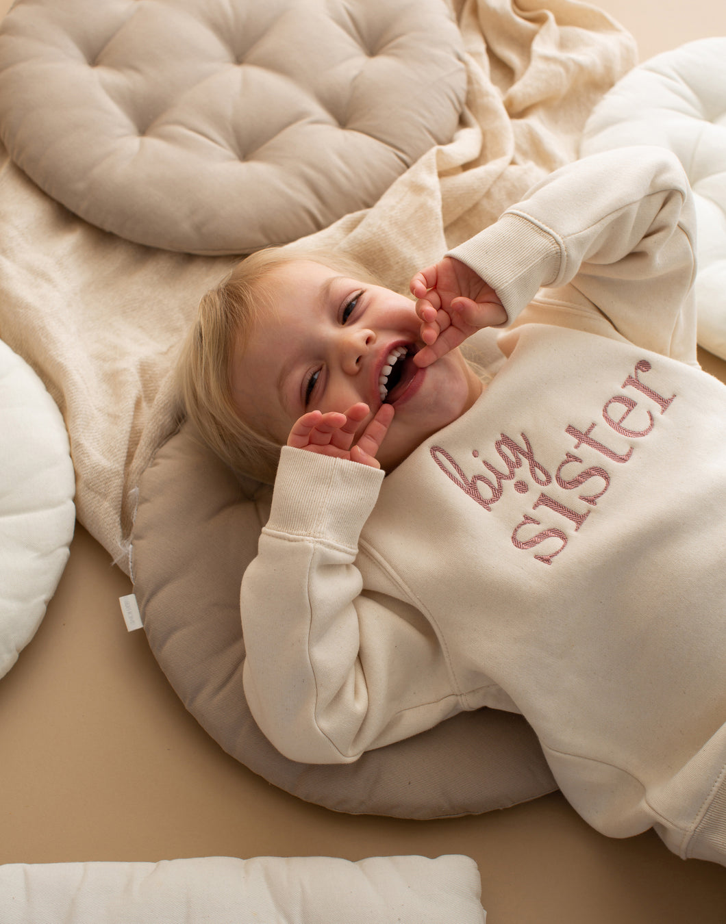 Big Sister Embroidered Sweatshirt - Natural