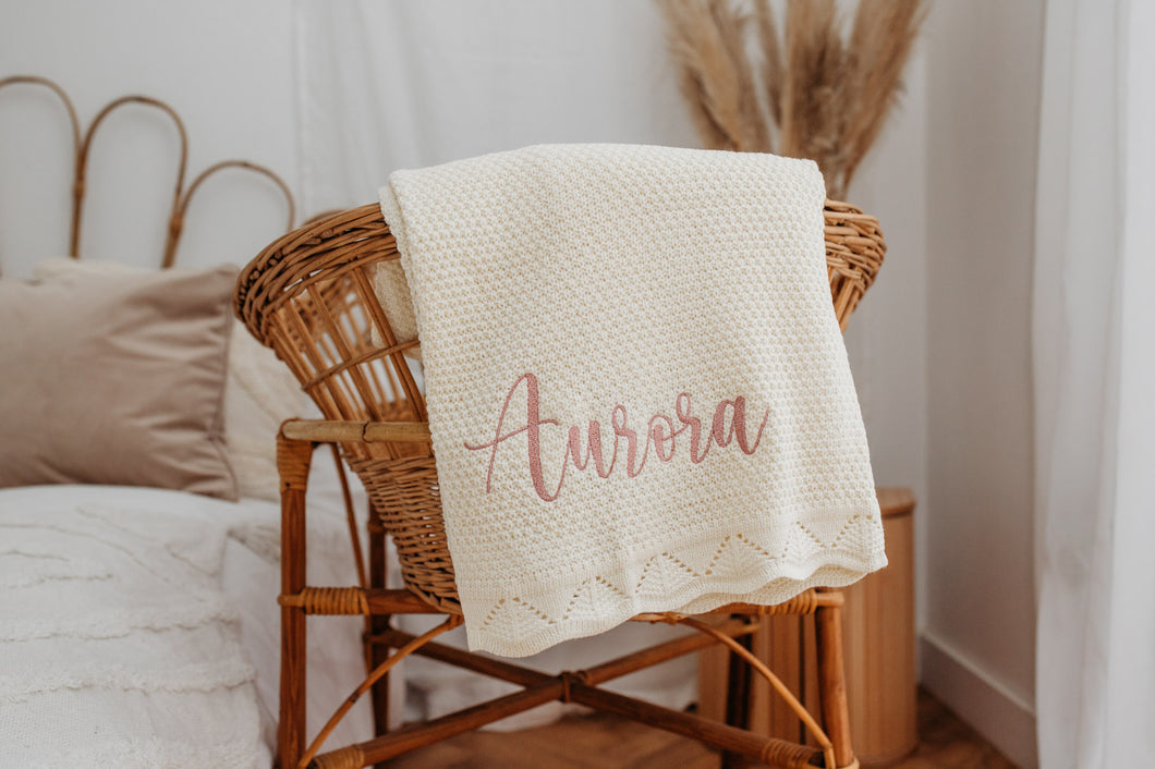 Personalised Classic Knitted Blanket-  Joined Font