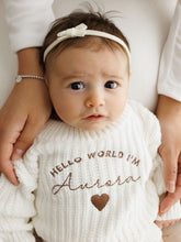 Load image into Gallery viewer, Personalised Hello World Baby Knitted Set
