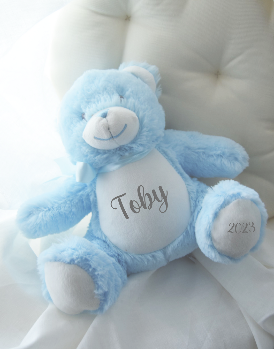 Personalised Name & Date Baby Teddy - Blue