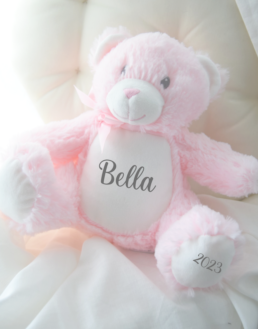 Personalised Name & Date Baby Teddy - Pink