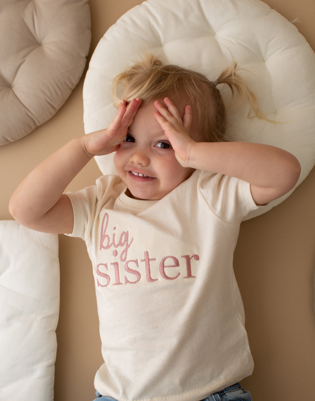 Big Sister Embroidered T-Shirt - Natural