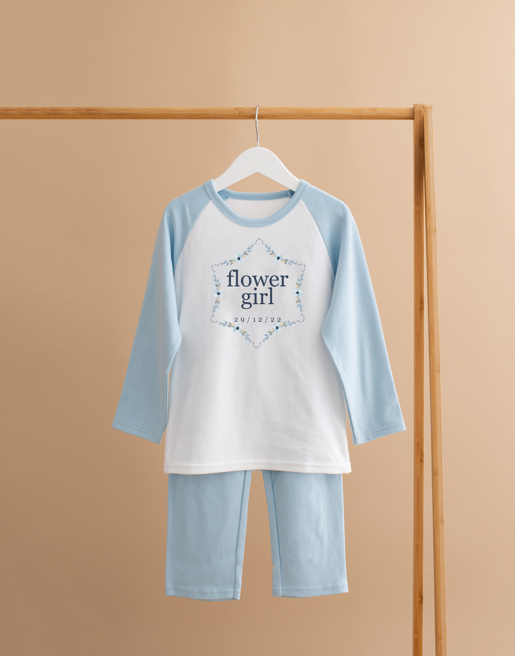Personalised Flower Girl Pyjamas - Blue Wreath