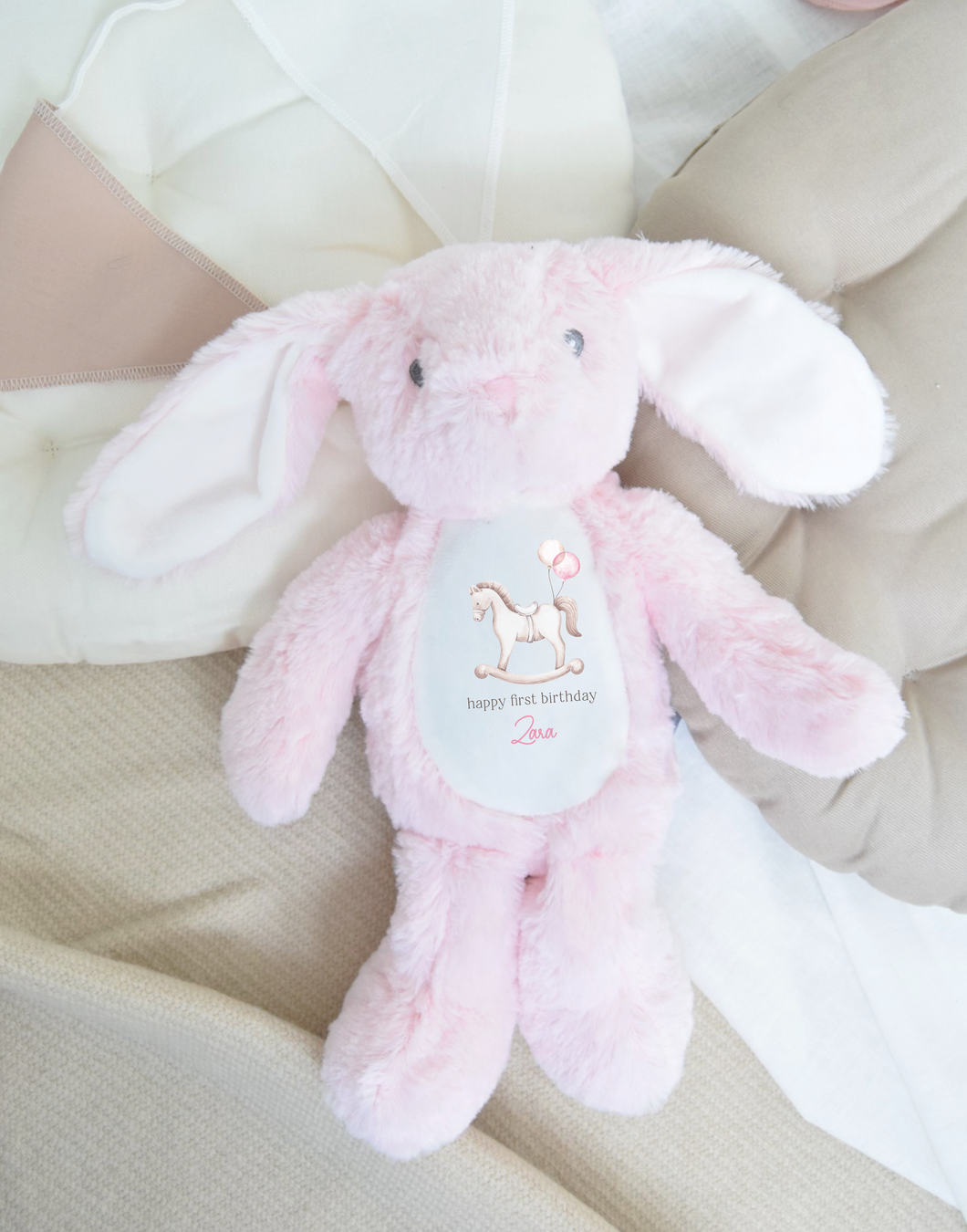 Personalised Happy Birthday Bunny Teddy - Pink